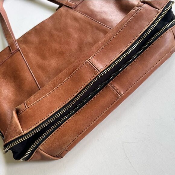 Joe’s Jeans Expandable Saddle Brown Leather Tote / Shoulder Bag - Picture 5 of 16